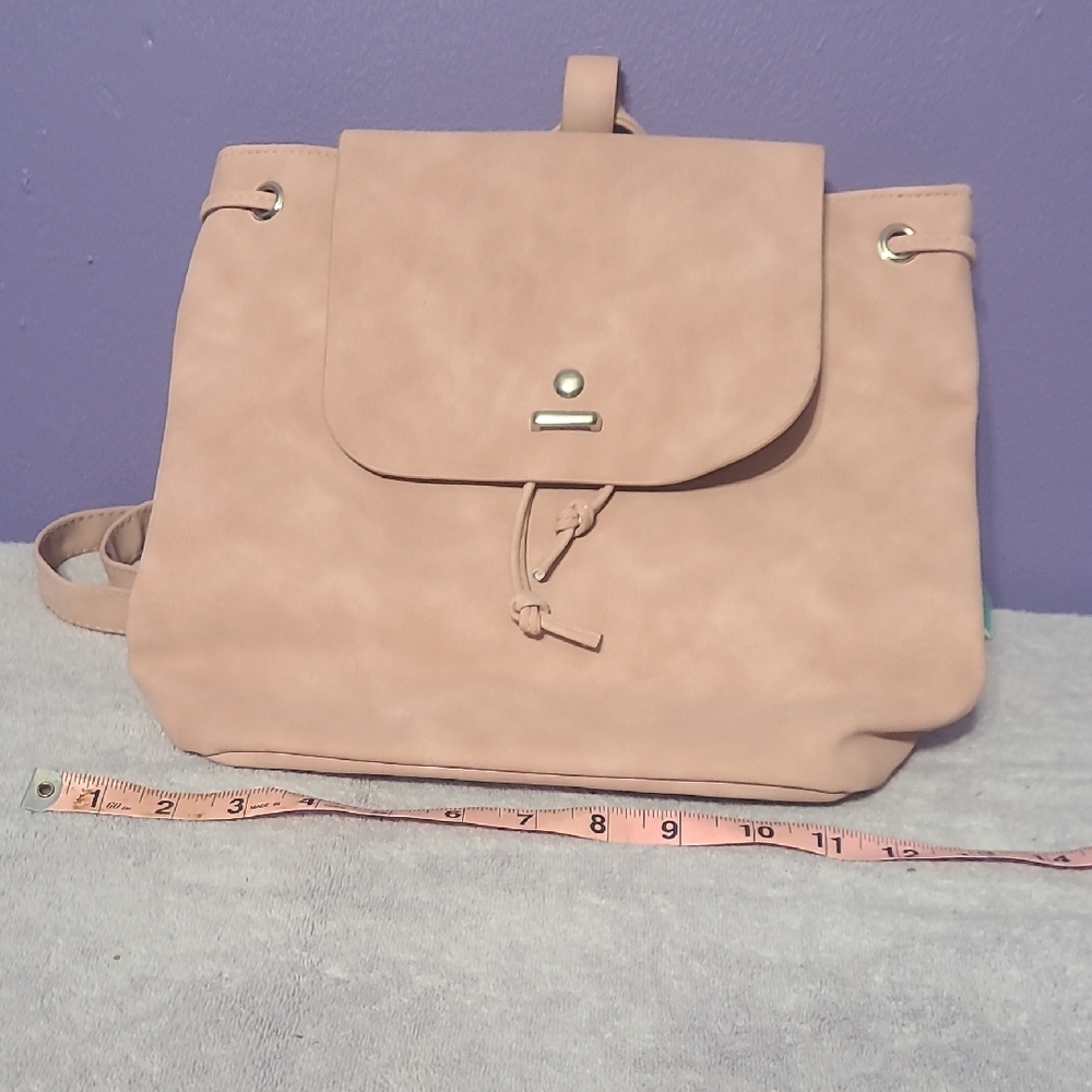 Copper Key Tan Backpack with Flap Closure and Drawstring